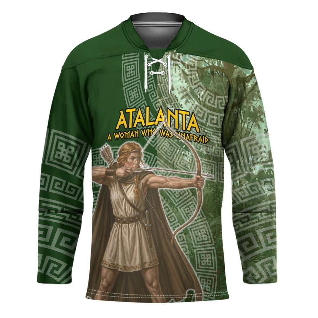 Atalanta Greek Mythology Huntress Archer Hockey Jersey Ancient Greek Meander Pattern