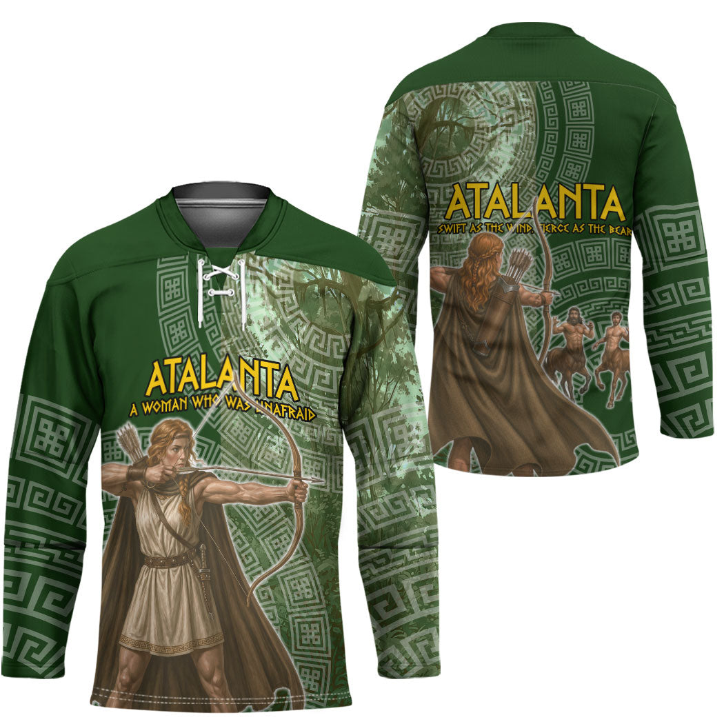 Atalanta Greek Mythology Huntress Archer Hockey Jersey Ancient Greek Meander Pattern