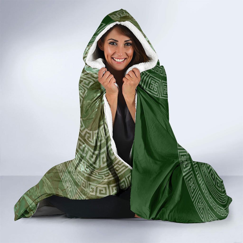 Atalanta Greek Mythology Huntress Archer Hooded Blanket Ancient Greek Meander Pattern
