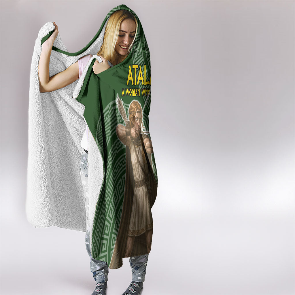 Atalanta Greek Mythology Huntress Archer Hooded Blanket Ancient Greek Meander Pattern