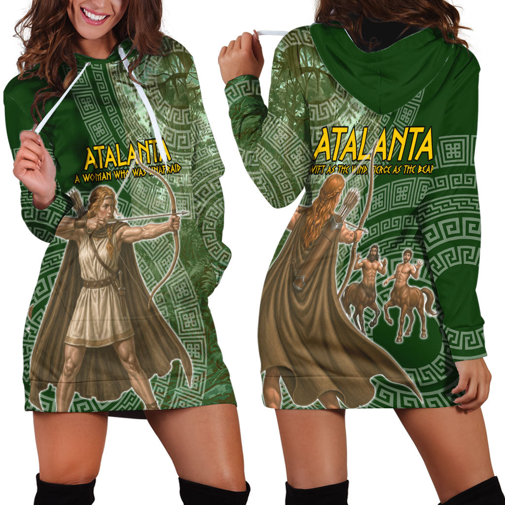 Atalanta Greek Mythology Huntress Archer Hoodie Dress Ancient Greek Meander Pattern