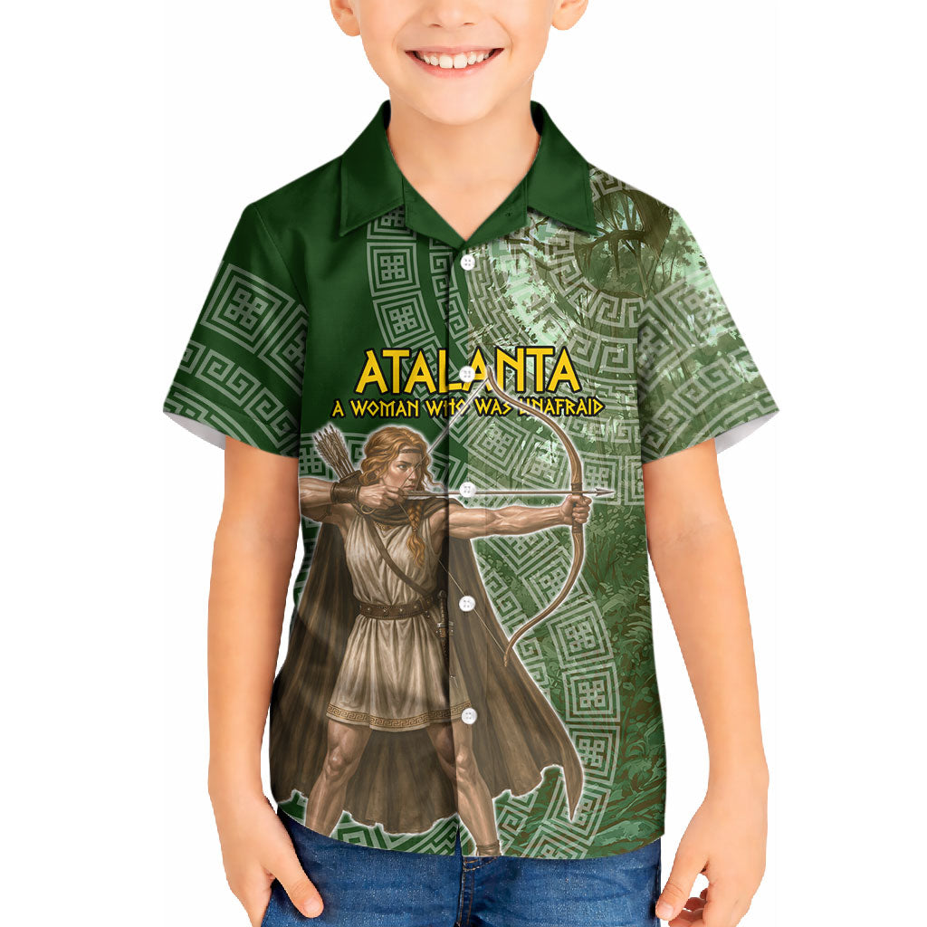 Atalanta Greek Mythology Huntress Archer Kid Hawaiian Shirt Ancient Greek Meander Pattern