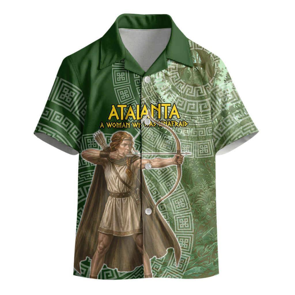 Atalanta Greek Mythology Huntress Archer Kid Hawaiian Shirt Ancient Greek Meander Pattern