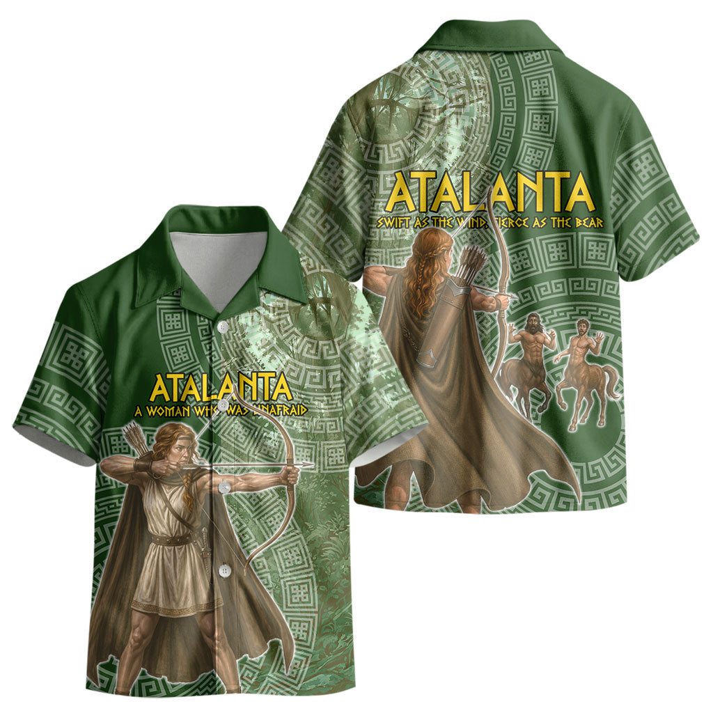 Atalanta Greek Mythology Huntress Archer Kid Hawaiian Shirt Ancient Greek Meander Pattern