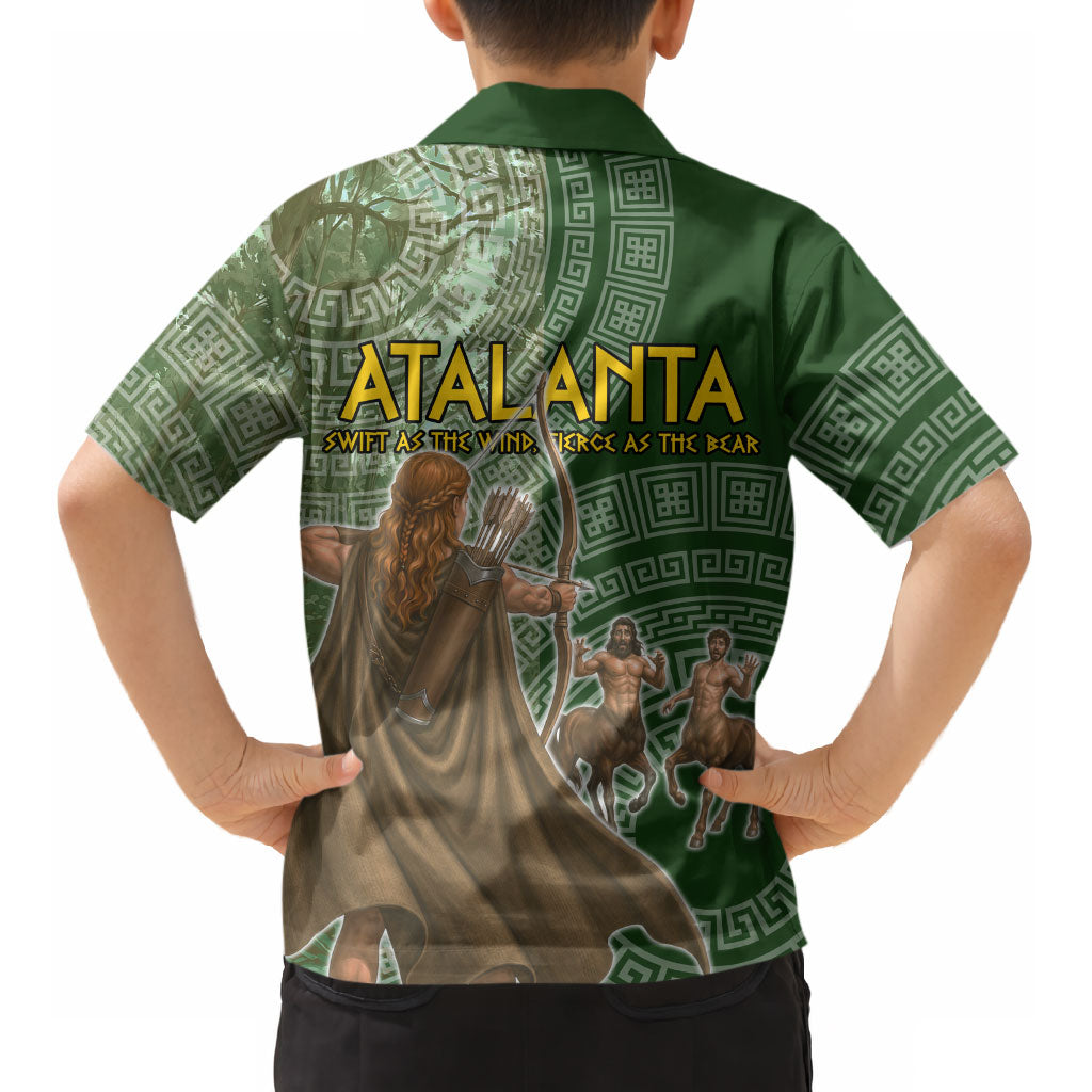 Atalanta Greek Mythology Huntress Archer Kid Hawaiian Shirt Ancient Greek Meander Pattern