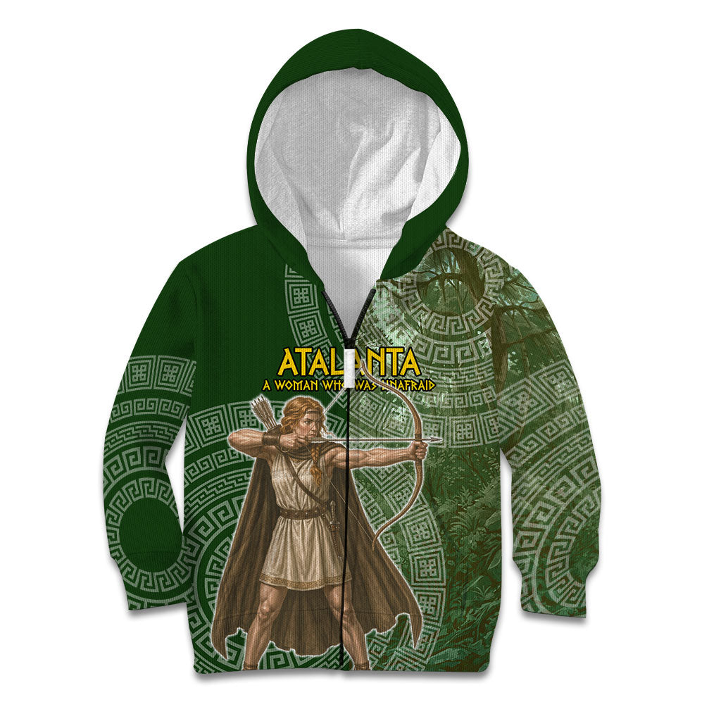 Atalanta Greek Mythology Huntress Archer Kid Hoodie Ancient Greek Meander Pattern