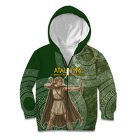 Atalanta Greek Mythology Huntress Archer Kid Hoodie Ancient Greek Meander Pattern