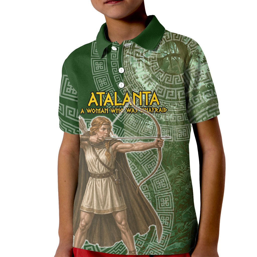 Atalanta Greek Mythology Huntress Archer Kid Polo Shirt Ancient Greek Meander Pattern