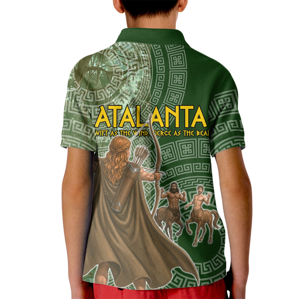 Atalanta Greek Mythology Huntress Archer Kid Polo Shirt Ancient Greek Meander Pattern