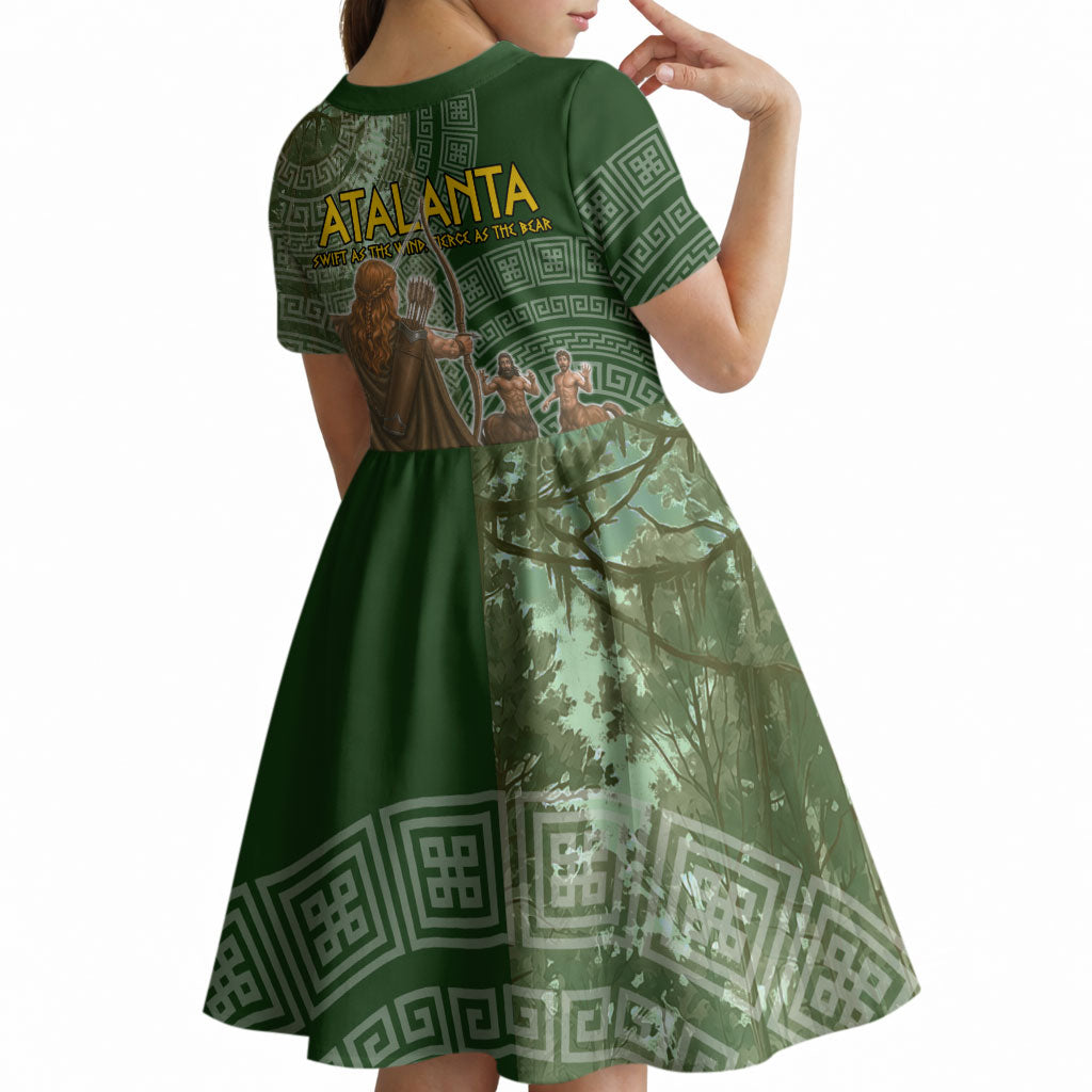 Atalanta Greek Mythology Huntress Archer Kid Short Sleeve Dress Ancient Greek Meander Pattern