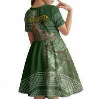 Atalanta Greek Mythology Huntress Archer Kid Short Sleeve Dress Ancient Greek Meander Pattern