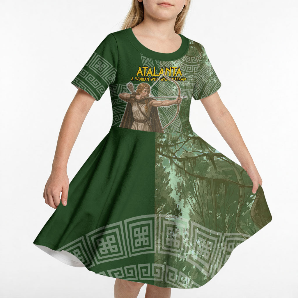Atalanta Greek Mythology Huntress Archer Kid Short Sleeve Dress Ancient Greek Meander Pattern