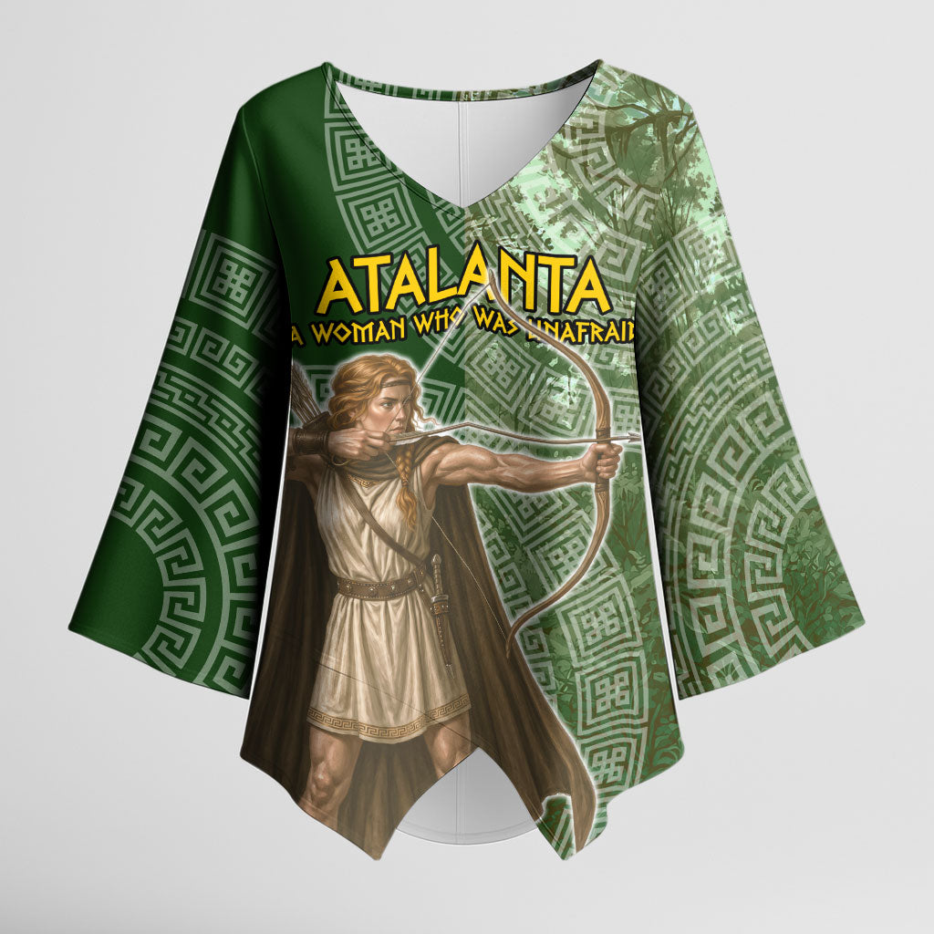 Atalanta Greek Mythology Huntress Archer Kimono Sleeve Blouse Ancient Greek Meander Pattern