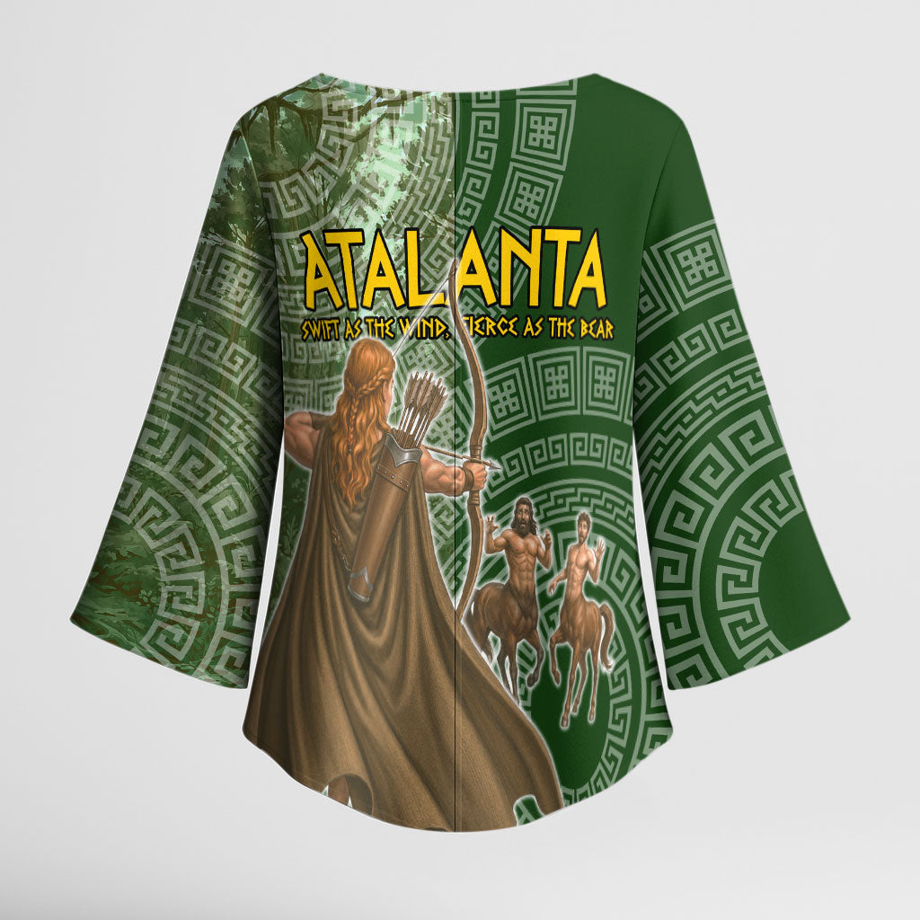 Atalanta Greek Mythology Huntress Archer Kimono Sleeve Blouse Ancient Greek Meander Pattern