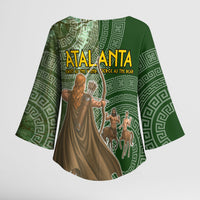 Atalanta Greek Mythology Huntress Archer Kimono Sleeve Blouse Ancient Greek Meander Pattern