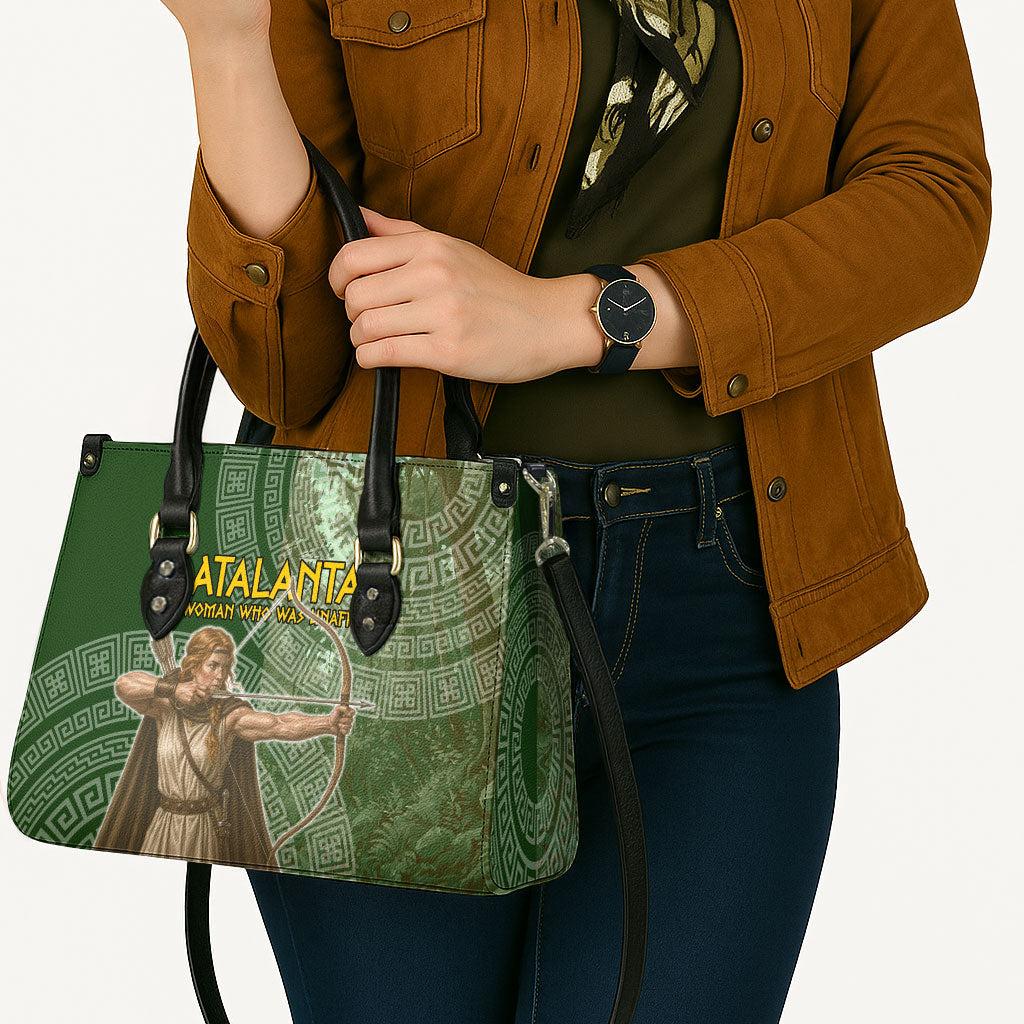 Atalanta Greek Mythology Huntress Archer Leather Bag Ancient Greek Meander Pattern