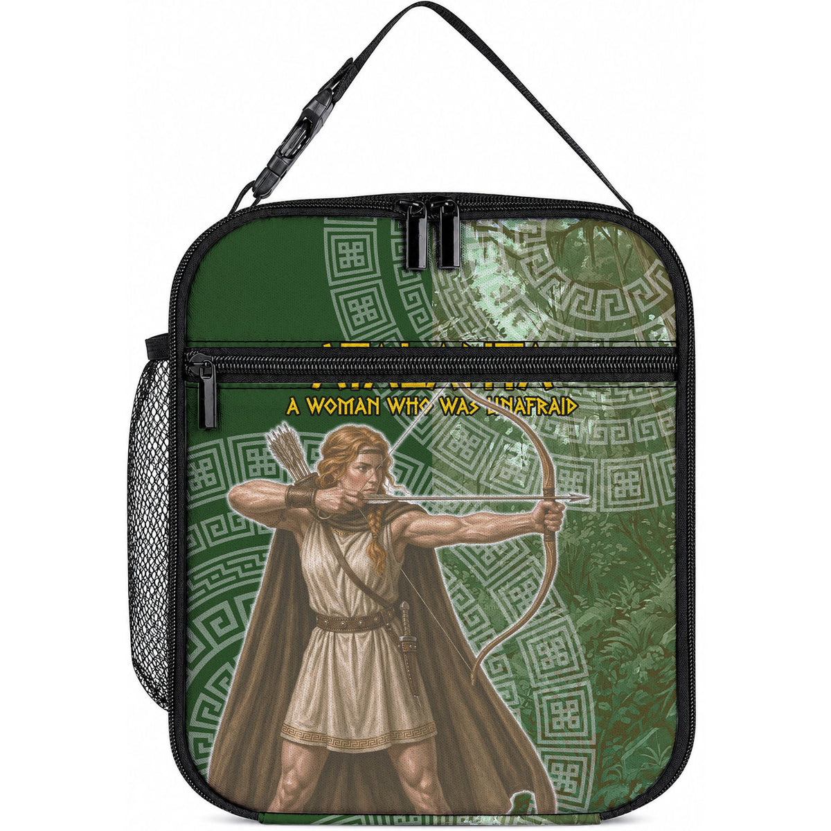 Atalanta Greek Mythology Huntress Archer Lunch Bag Ancient Greek Meander Pattern