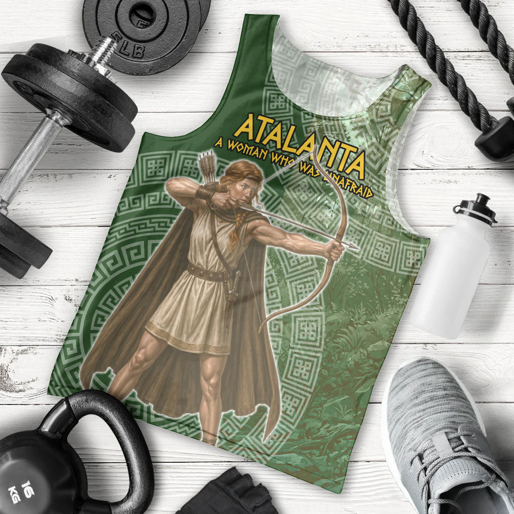 Atalanta Greek Mythology Huntress Archer Men Tank Top Ancient Greek Meander Pattern