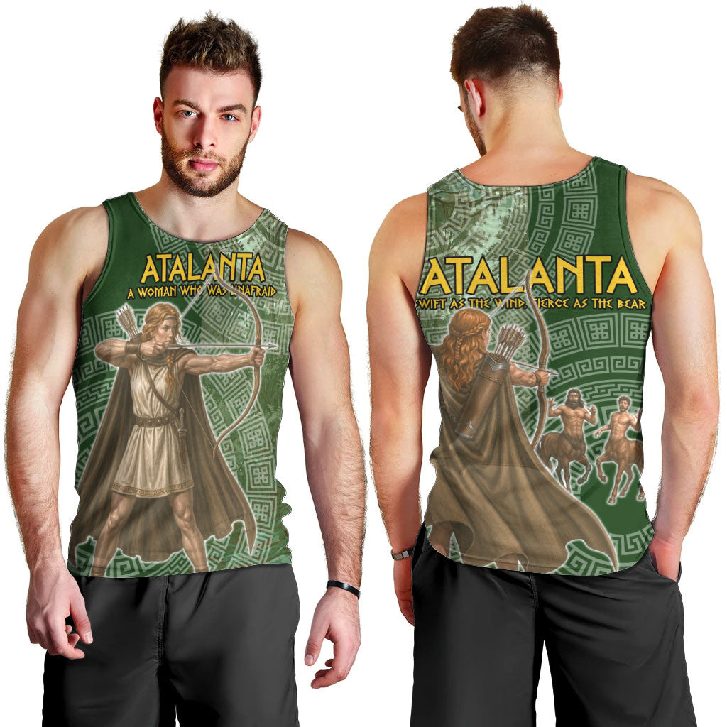 Atalanta Greek Mythology Huntress Archer Men Tank Top Ancient Greek Meander Pattern