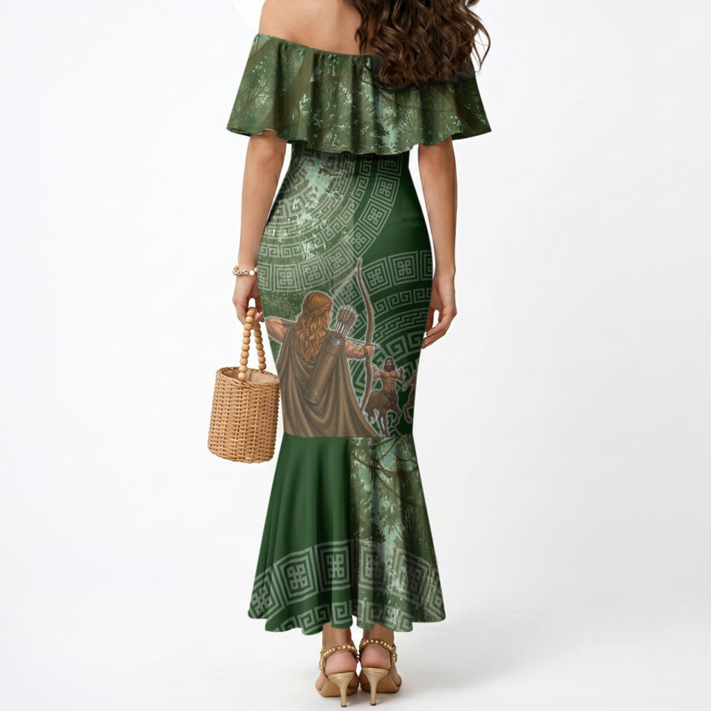 Atalanta Greek Mythology Huntress Archer Mermaid Dress Ancient Greek Meander Pattern