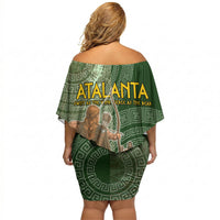 Atalanta Greek Mythology Huntress Archer Off Shoulder Short Dress Ancient Greek Meander Pattern