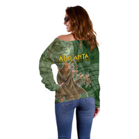 Atalanta Greek Mythology Huntress Archer Off Shoulder Sweater Ancient Greek Meander Pattern