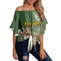 Atalanta Greek Mythology Huntress Archer Off Shoulder Wrap Waist Top Ancient Greek Meander Pattern