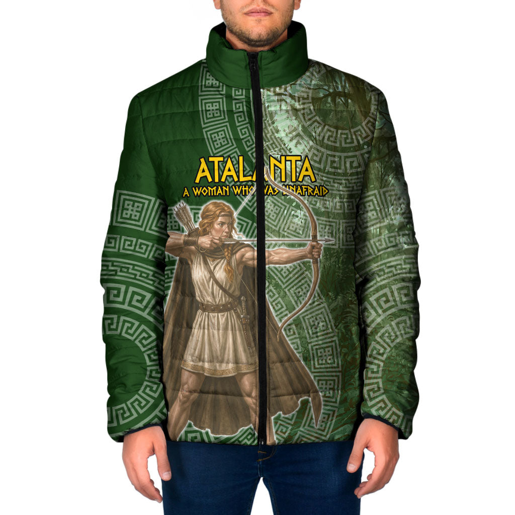 Atalanta Greek Mythology Huntress Archer Padded Jacket Ancient Greek Meander Pattern
