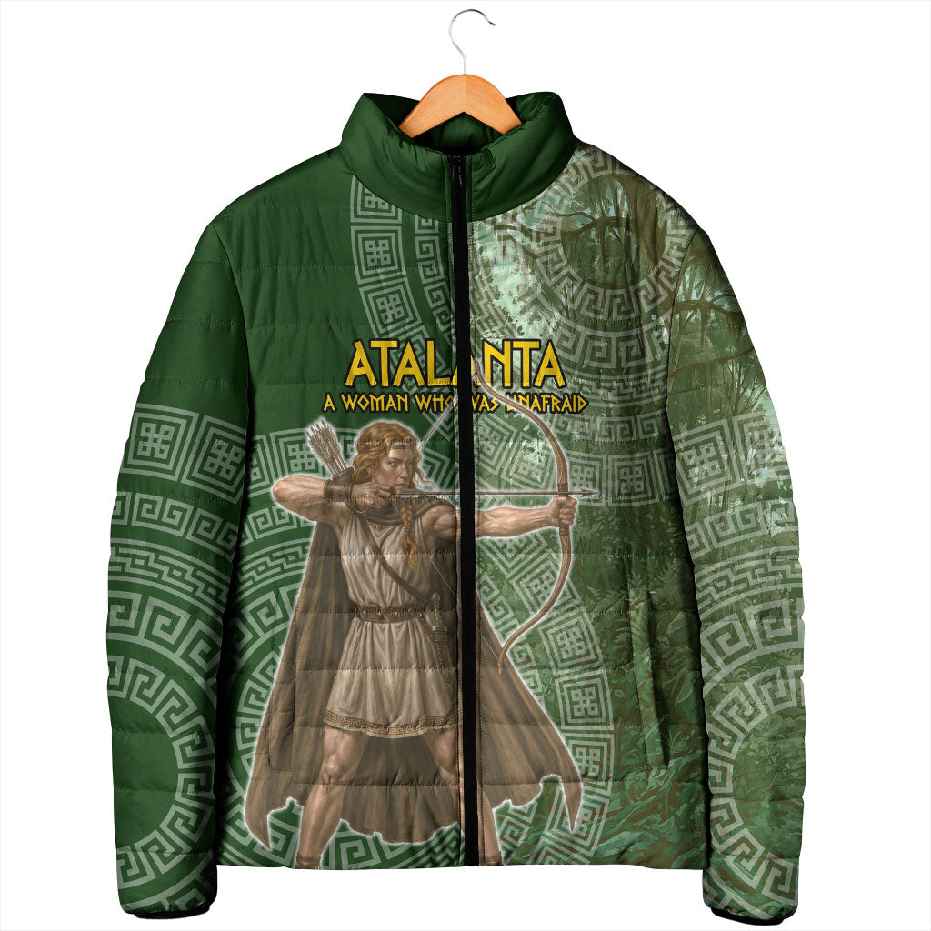 Atalanta Greek Mythology Huntress Archer Padded Jacket Ancient Greek Meander Pattern