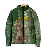 Atalanta Greek Mythology Huntress Archer Padded Jacket Ancient Greek Meander Pattern