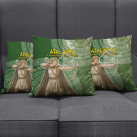 Atalanta Greek Mythology Huntress Archer Pillow Cover Ancient Greek Meander Pattern