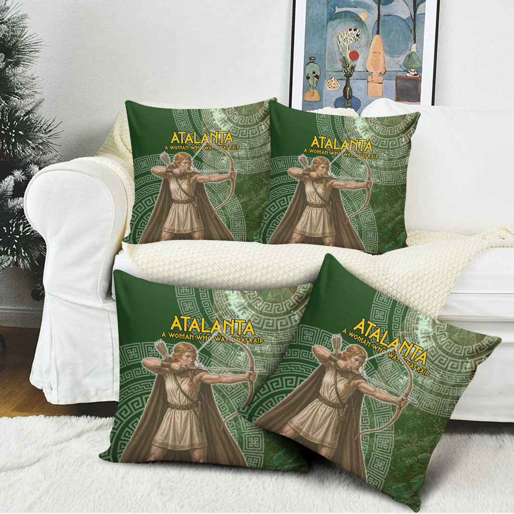 Atalanta Greek Mythology Huntress Archer Pillow Cover Ancient Greek Meander Pattern
