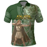 Atalanta Greek Mythology Huntress Archer Polo Shirt Ancient Greek Meander Pattern