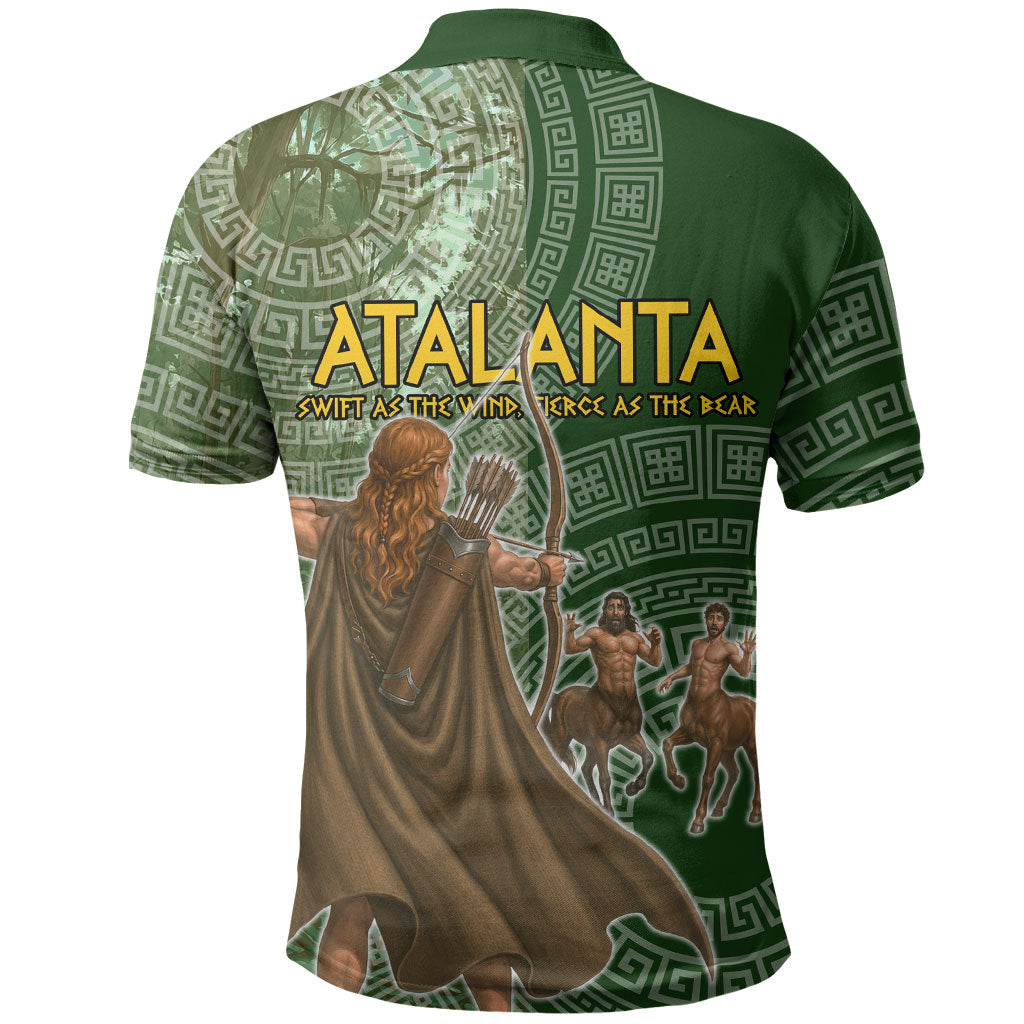 Atalanta Greek Mythology Huntress Archer Polo Shirt Ancient Greek Meander Pattern