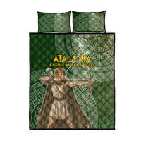 Atalanta Greek Mythology Huntress Archer Quilt Bed Set Ancient Greek Meander Pattern