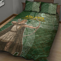 Atalanta Greek Mythology Huntress Archer Quilt Bed Set Ancient Greek Meander Pattern