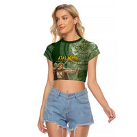 Atalanta Greek Mythology Huntress Archer Raglan Cropped T Shirt Ancient Greek Meander Pattern