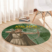 Atalanta Greek Mythology Huntress Archer Round Carpet Ancient Greek Meander Pattern