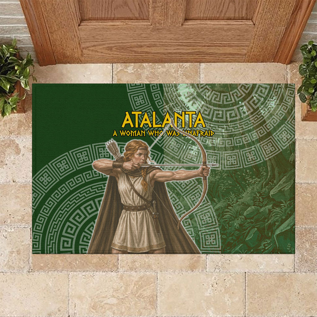 Atalanta Greek Mythology Huntress Archer Rubber Doormat Ancient Greek Meander Pattern