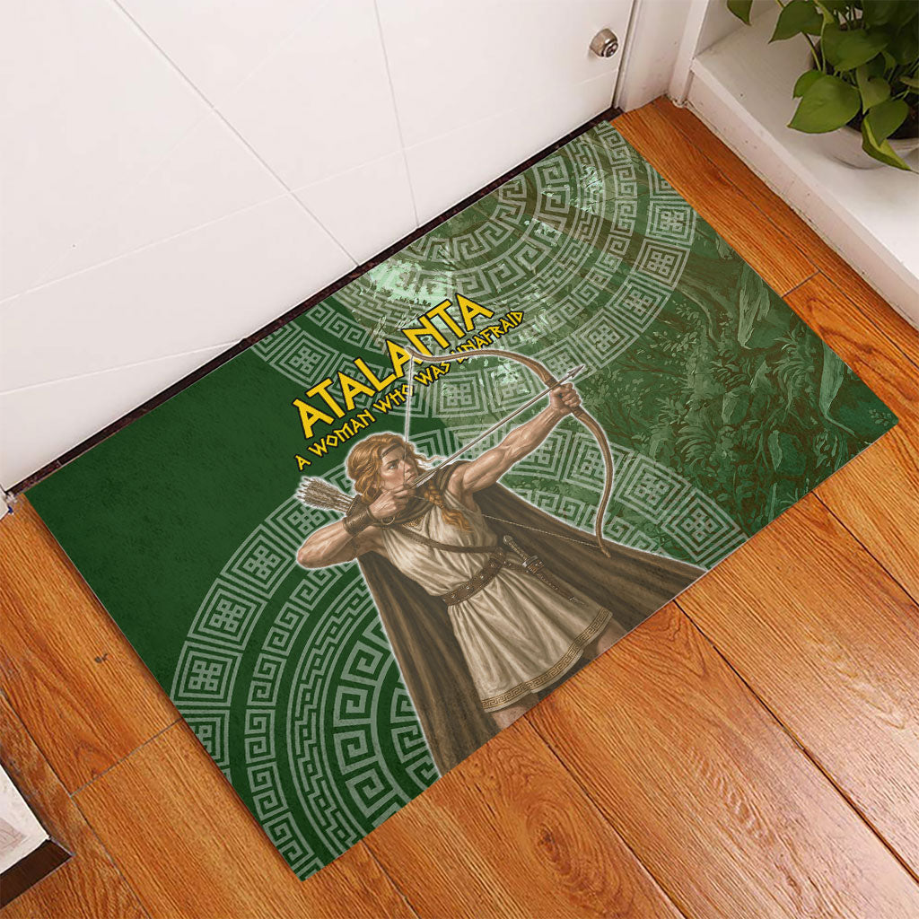 Atalanta Greek Mythology Huntress Archer Rubber Doormat Ancient Greek Meander Pattern