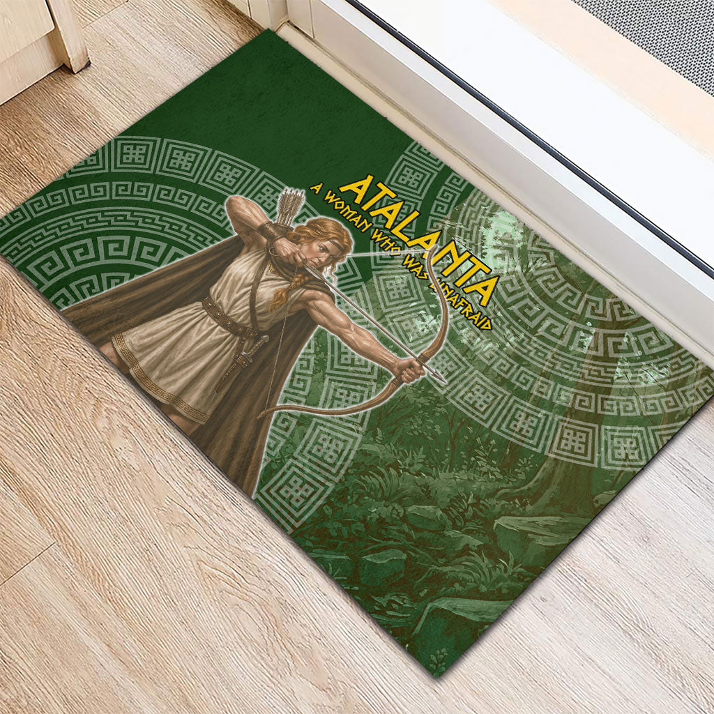 Atalanta Greek Mythology Huntress Archer Rubber Doormat Ancient Greek Meander Pattern