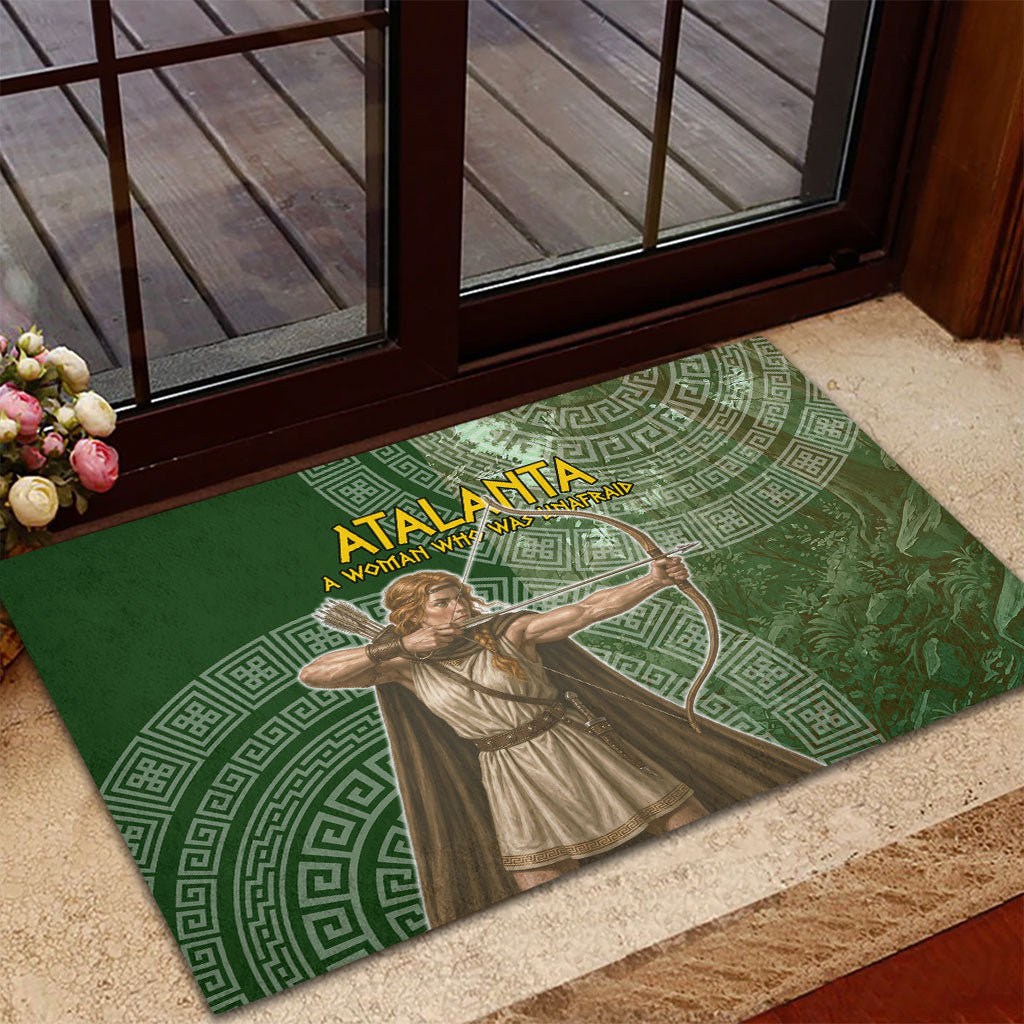 Atalanta Greek Mythology Huntress Archer Rubber Doormat Ancient Greek Meander Pattern