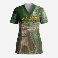 Atalanta Greek Mythology Huntress Archer Scrub Top Ancient Greek Meander Pattern