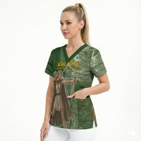Atalanta Greek Mythology Huntress Archer Scrub Top Ancient Greek Meander Pattern