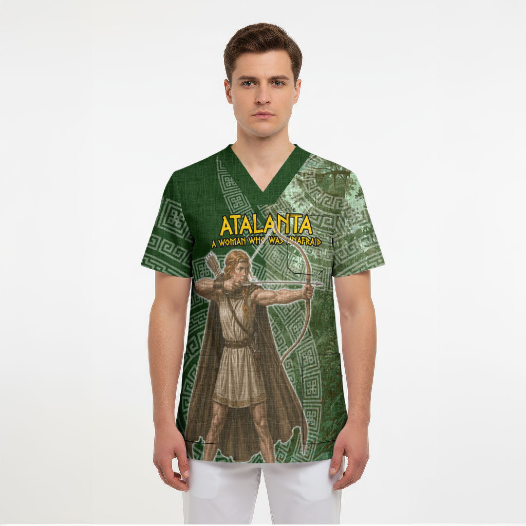 Atalanta Greek Mythology Huntress Archer Scrub Top Ancient Greek Meander Pattern