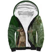 Atalanta Greek Mythology Huntress Archer Sherpa Hoodie Ancient Greek Meander Pattern