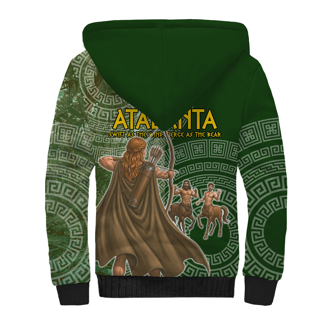 Atalanta Greek Mythology Huntress Archer Sherpa Hoodie Ancient Greek Meander Pattern