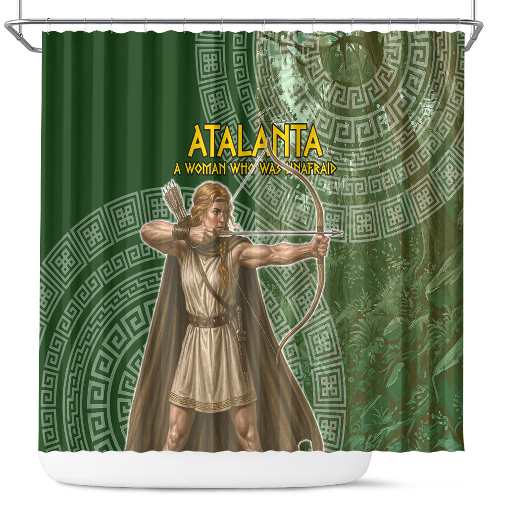 Atalanta Greek Mythology Huntress Archer Shower Curtain Ancient Greek Meander Pattern
