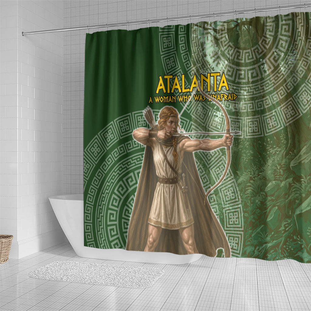 Atalanta Greek Mythology Huntress Archer Shower Curtain Ancient Greek Meander Pattern