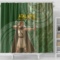 Atalanta Greek Mythology Huntress Archer Shower Curtain Ancient Greek Meander Pattern